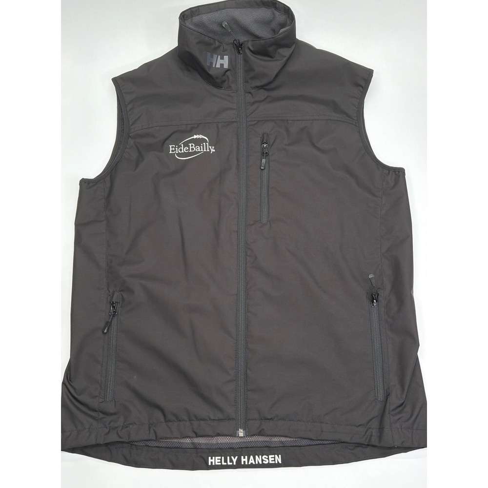 Helly Hansen Mens XL Black Softshell Vest Eide Bailly Logo Full Zip Windbreaker